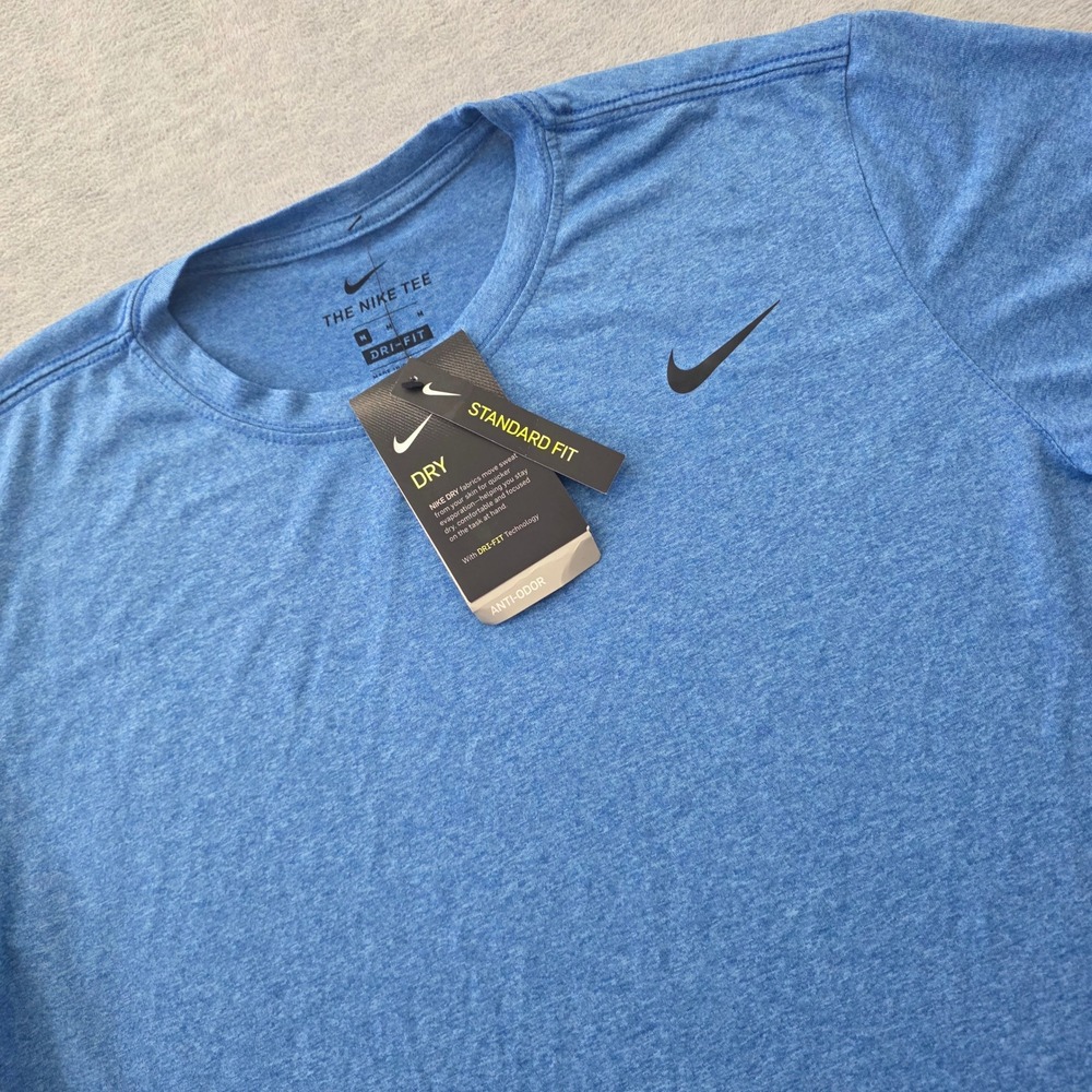Nike Mens Dri-FIT Training Medium Blue Heather Short Sleeve Shirt 718833-456 NEW